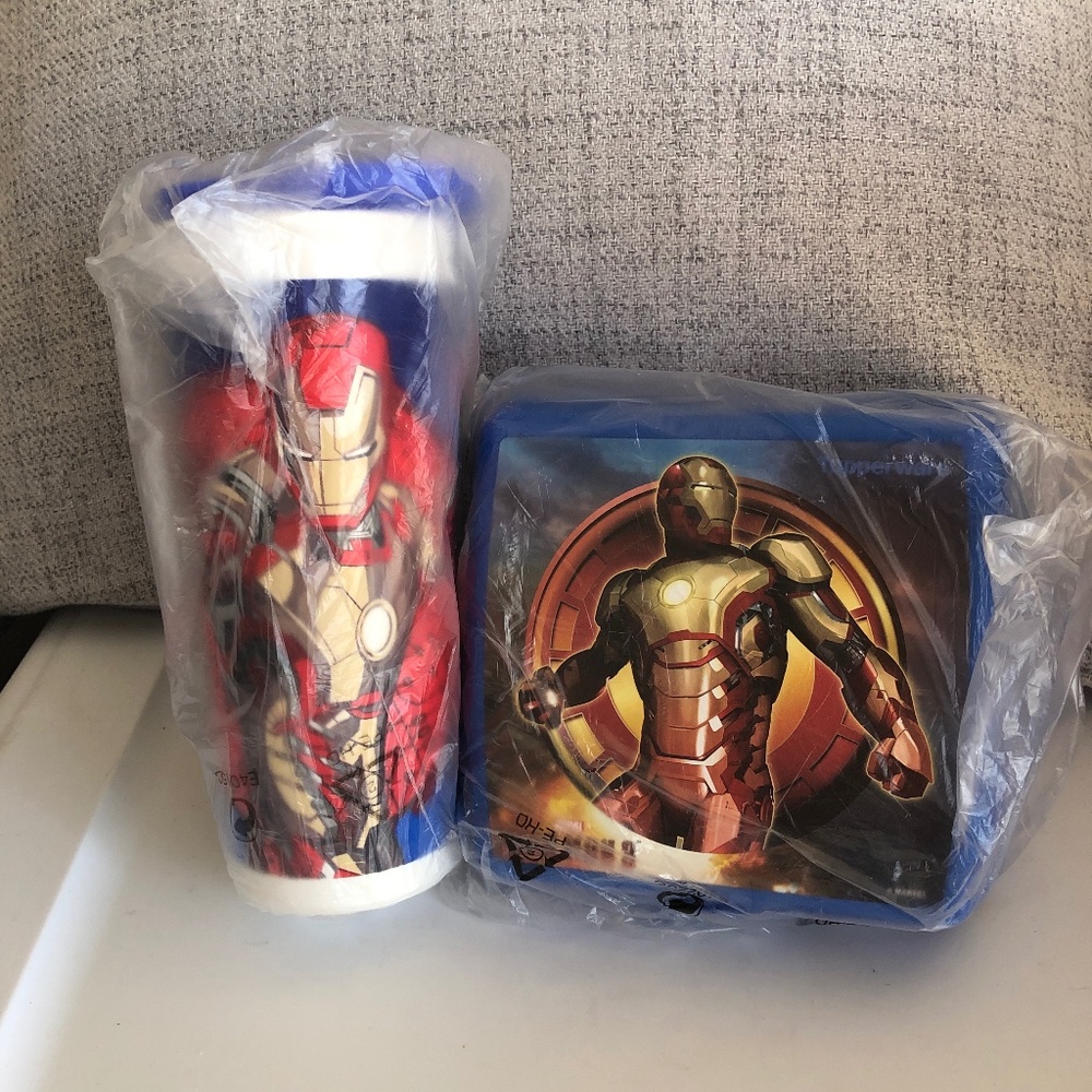 NIP Tupperware Marvel Iron Man Sandwich keeper 16oz tumbler lunch set